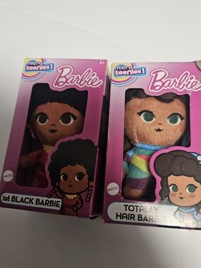 Barbie Micro Teenies Plush Dolls - 1st Black Barbie & Totally Hair Barbie - Pink